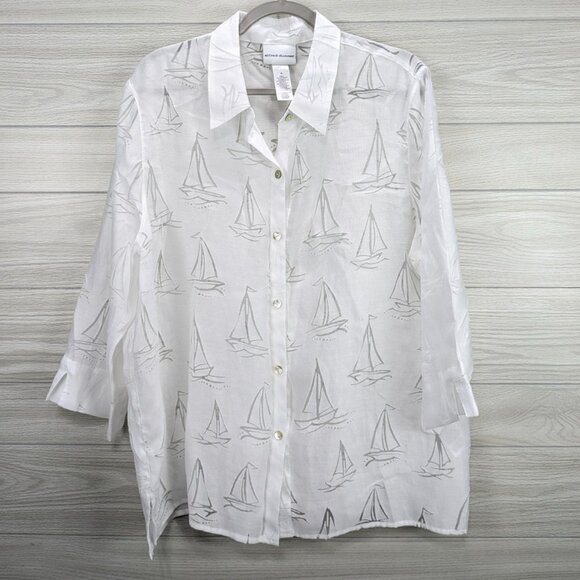Sailboats Button-Front Shirt - Picture 1 of 7